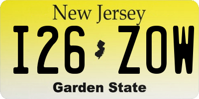 NJ license plate I26ZOW