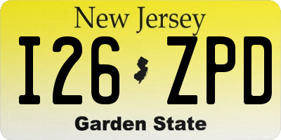 NJ license plate I26ZPD