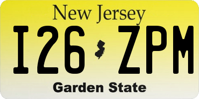 NJ license plate I26ZPM