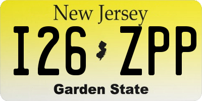 NJ license plate I26ZPP