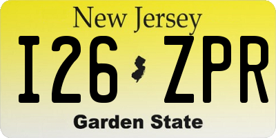 NJ license plate I26ZPR