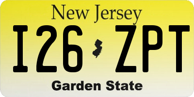 NJ license plate I26ZPT