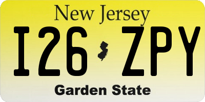 NJ license plate I26ZPY