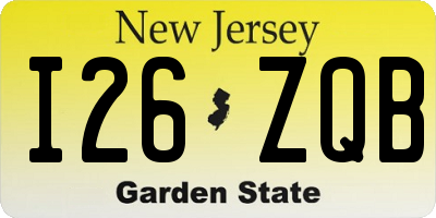 NJ license plate I26ZQB