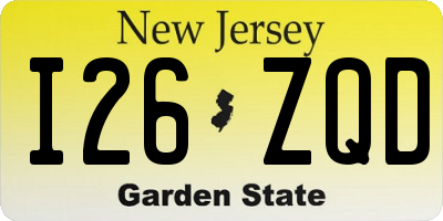 NJ license plate I26ZQD