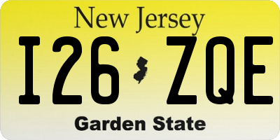 NJ license plate I26ZQE