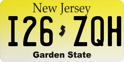 NJ license plate I26ZQH
