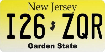 NJ license plate I26ZQR