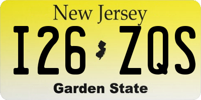 NJ license plate I26ZQS