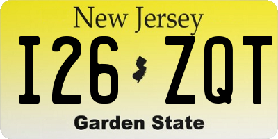 NJ license plate I26ZQT