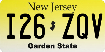 NJ license plate I26ZQV