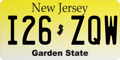 NJ license plate I26ZQW