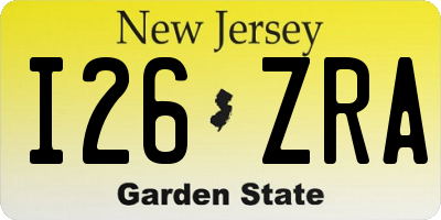 NJ license plate I26ZRA