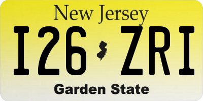 NJ license plate I26ZRI
