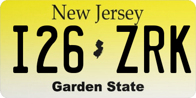 NJ license plate I26ZRK