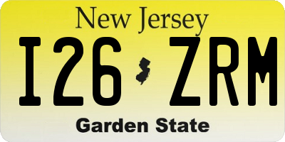 NJ license plate I26ZRM