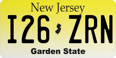 NJ license plate I26ZRN