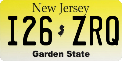 NJ license plate I26ZRQ