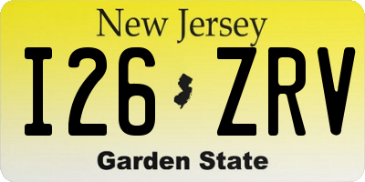 NJ license plate I26ZRV