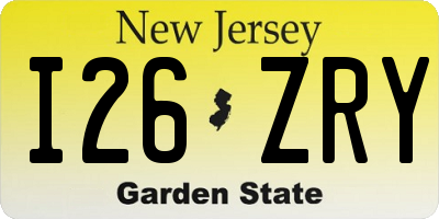 NJ license plate I26ZRY