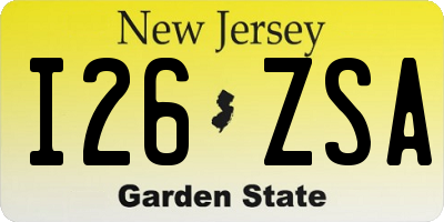 NJ license plate I26ZSA