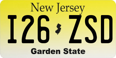 NJ license plate I26ZSD