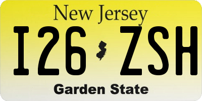 NJ license plate I26ZSH
