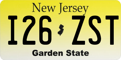 NJ license plate I26ZST