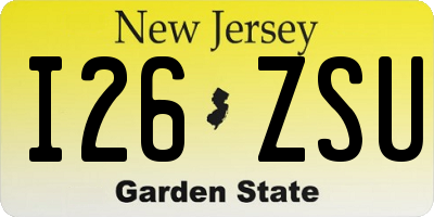 NJ license plate I26ZSU