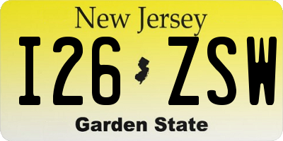 NJ license plate I26ZSW