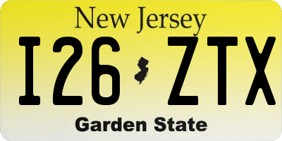 NJ license plate I26ZTX