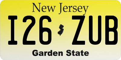 NJ license plate I26ZUB