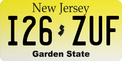 NJ license plate I26ZUF