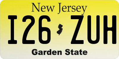 NJ license plate I26ZUH