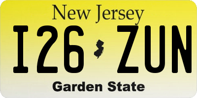 NJ license plate I26ZUN