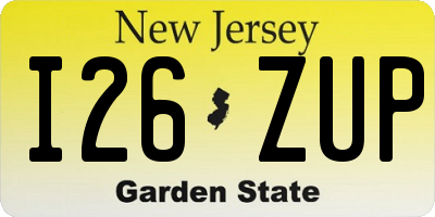 NJ license plate I26ZUP