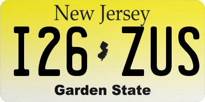 NJ license plate I26ZUS