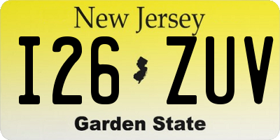 NJ license plate I26ZUV