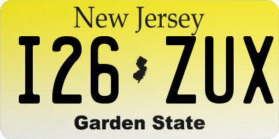 NJ license plate I26ZUX