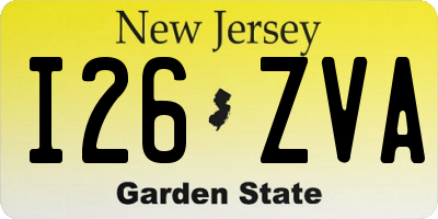 NJ license plate I26ZVA