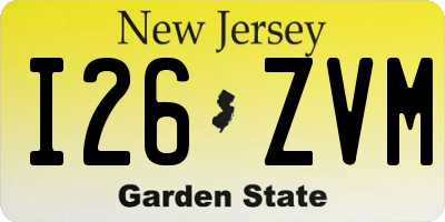 NJ license plate I26ZVM