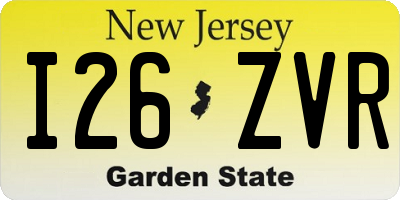 NJ license plate I26ZVR