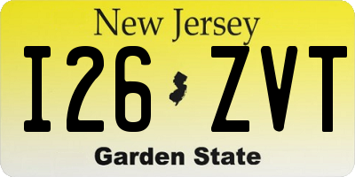 NJ license plate I26ZVT