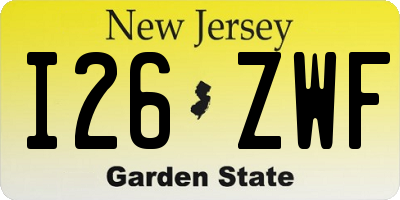 NJ license plate I26ZWF