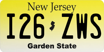 NJ license plate I26ZWS