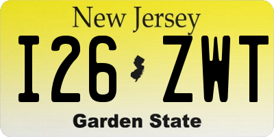 NJ license plate I26ZWT