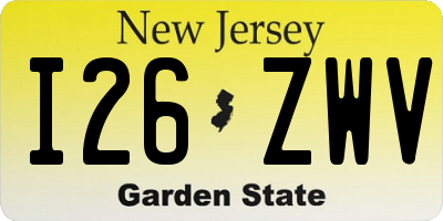 NJ license plate I26ZWV