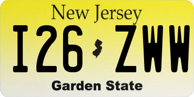 NJ license plate I26ZWW