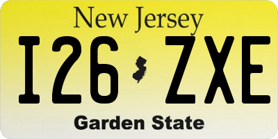 NJ license plate I26ZXE