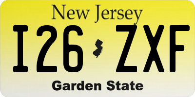 NJ license plate I26ZXF